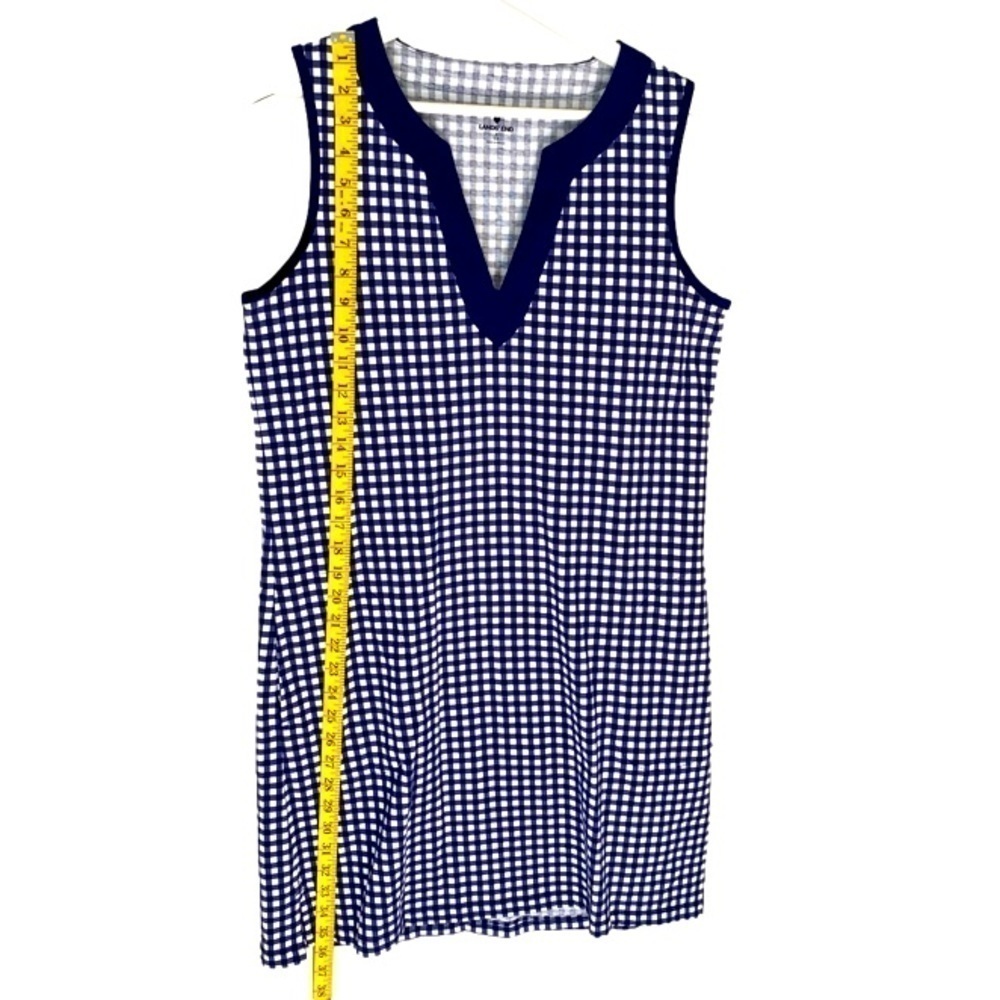 LANDS’ END Dress Draper James Sleeveless Cotton Navy White Gingham Women Size S - Picture 7 of 12